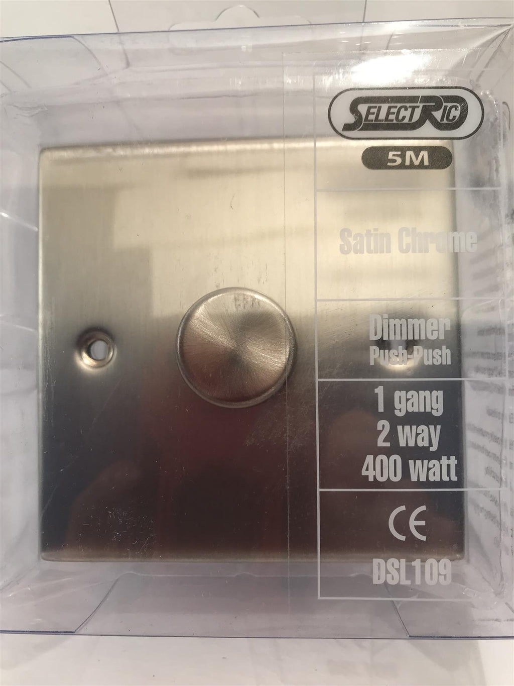Satin Chrome Dimmer Push Switch 400w 1 gang 2 way  DSL109