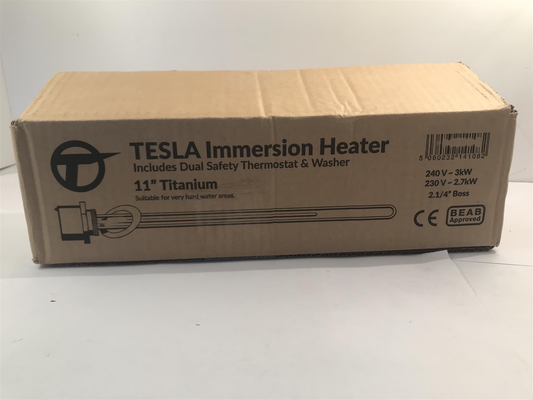 Tesla 11" Immersion Heater 2 1/4 BSP TITANIUM 7" Stat 3KW Dual Safety TIH565