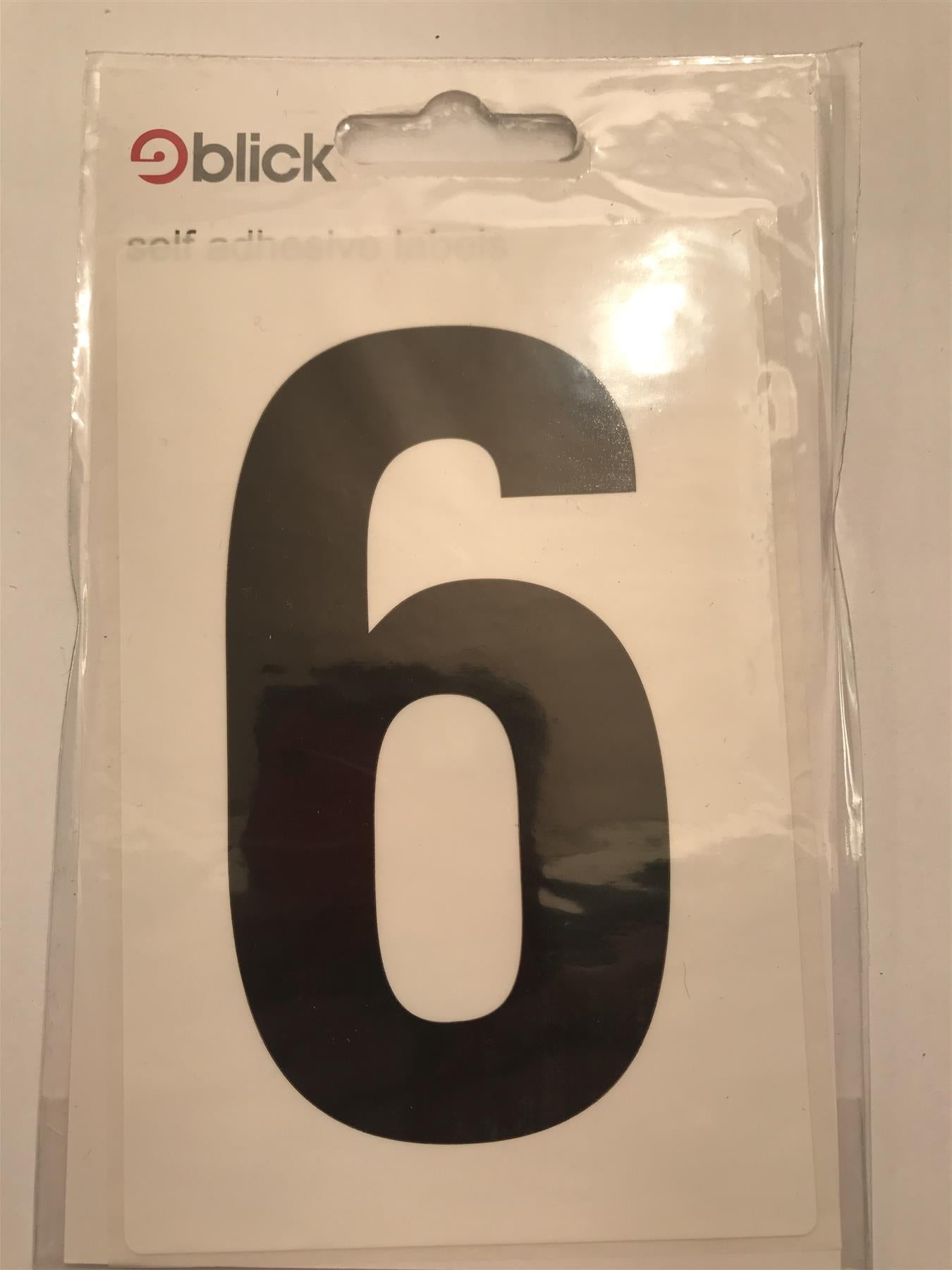 Black Wheelie Bin Number 6 Black on White Self Adhesive Label 5" x 3 1/2"