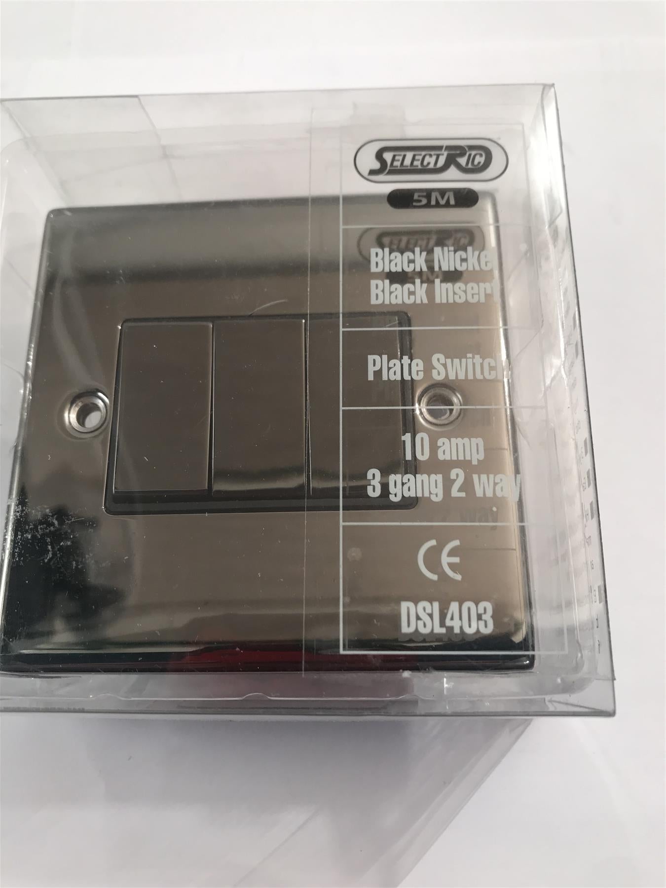 Black Nickel Black Insert Plate Switch 10A 3 Gang 2 Way  DSL403