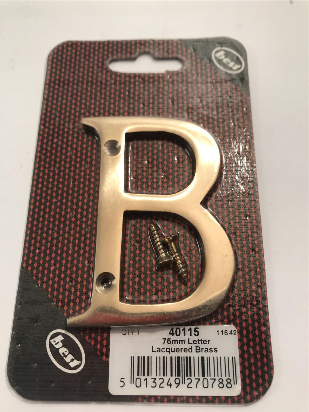 75mm 3"  Lacquered Brass Letter B  -  40115