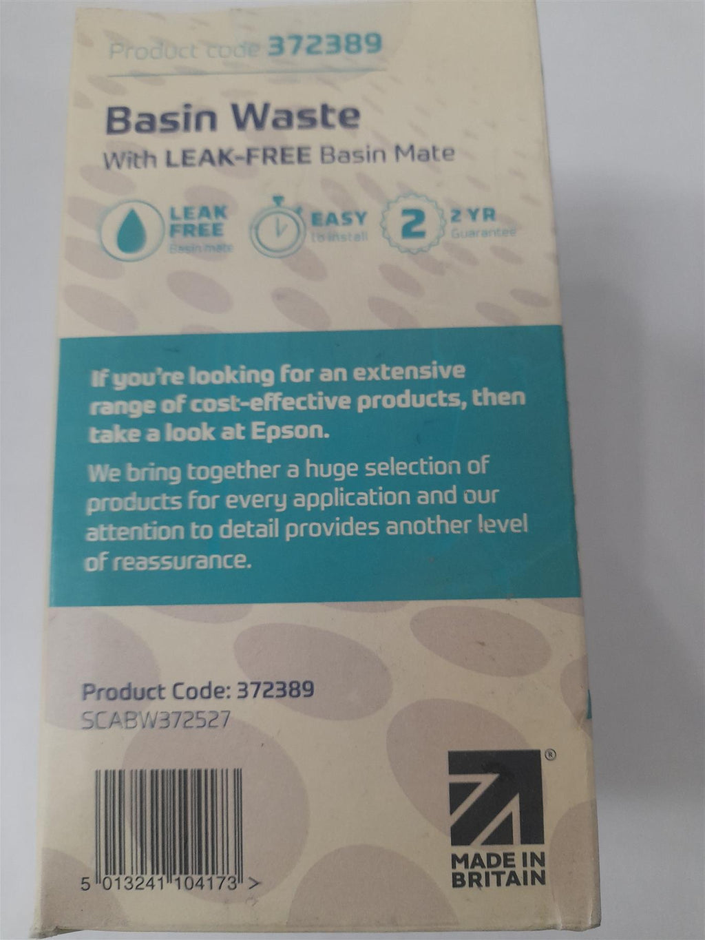 Epson Basin Waste 372389 With Leak Free Basin Mate