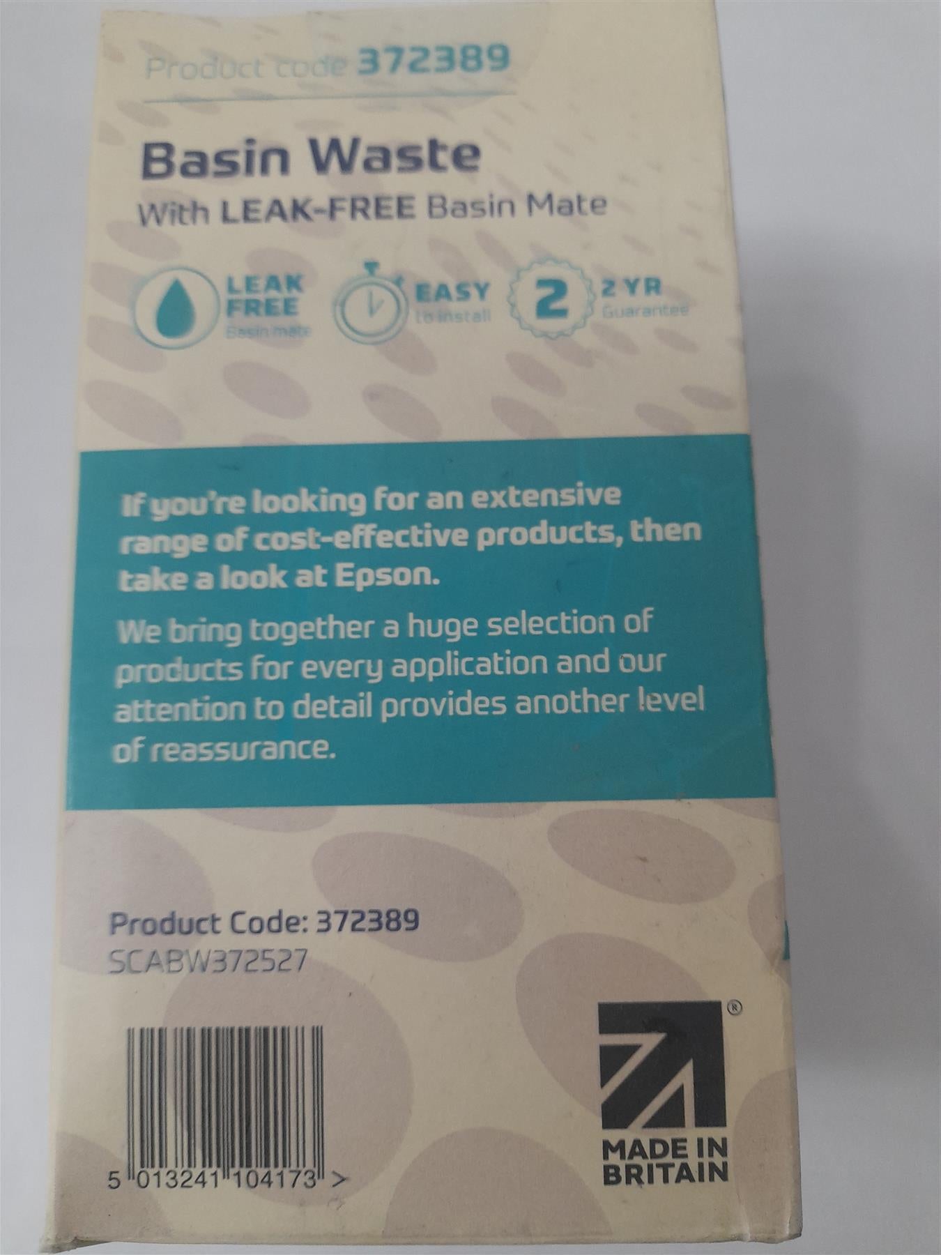 Epson Basin Waste 372389 With Leak Free Basin Mate