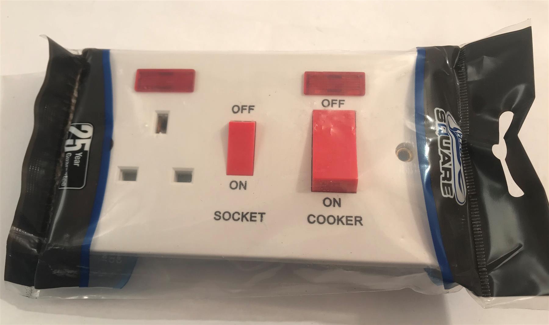 Selectric Square 45 Amp Cooker Unit 13amp switched socket & Neons  LG953N