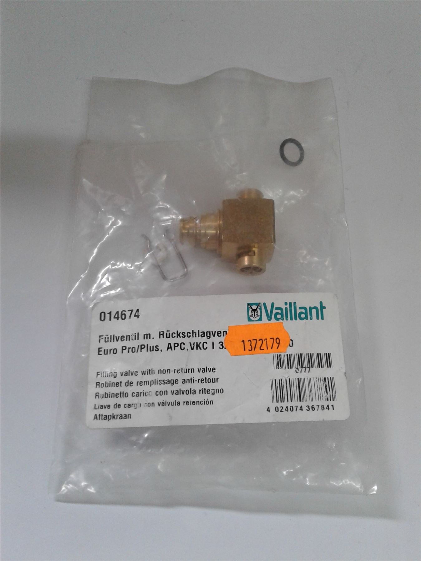 NEW VAILLANT 014674 FILLING VALVE WITH NON-RETURN VALVE