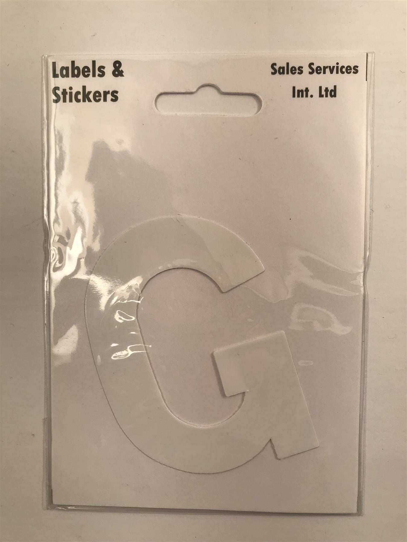 White Letter G Self  Adhesive Waterproof Sticker 8 x 6cm