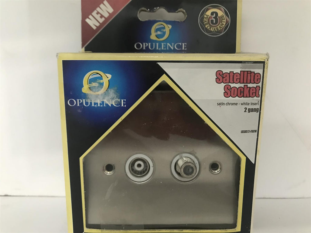 Opulence TV/Satellite Socket 2 Gang White insert Satin Chrome  LGSAT/2-FSCW