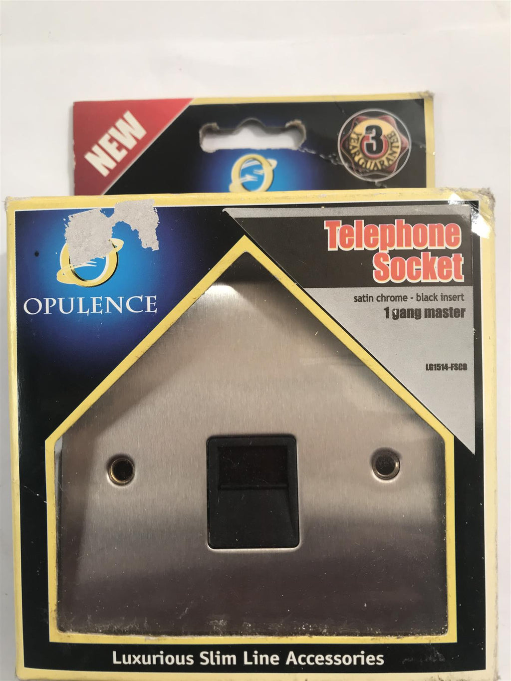 Opulence Telephone Socket 1 Gang Master Satin Chrome Black Insert  LG1511FSCB