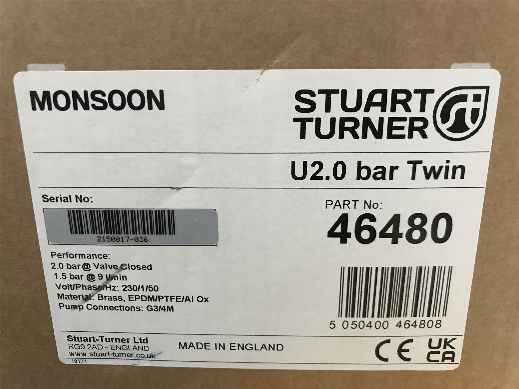 Stuart Turner Shower Pump Monsoon U2.0 Bar Twin Universal Impeller Brass 46480
