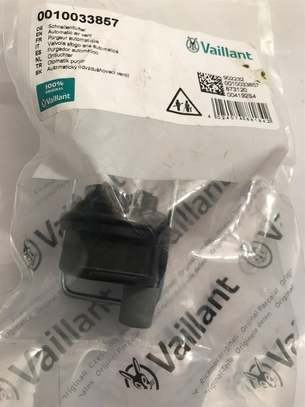 Vaillant 0010033857 Automatic De Aerator Air Vent Pressure