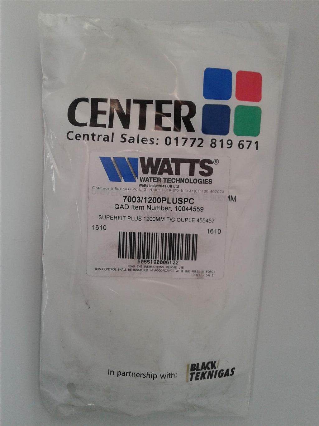 NEW Watts 7003/1200PLUSPC thermocouple SuperFit Plus 1200mm 455457