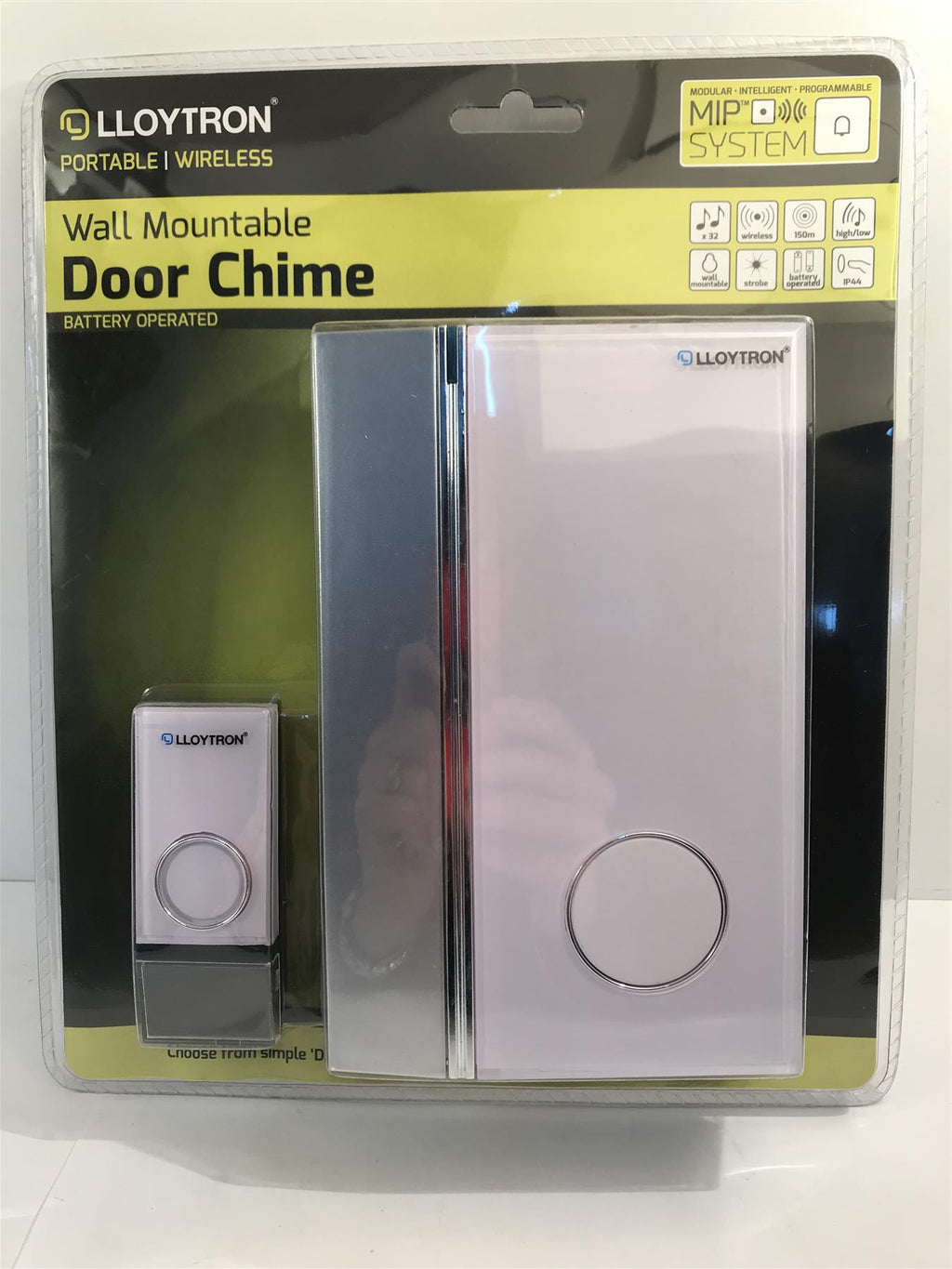 Lloytron Wall Mountable Door Chime  Portable/wireless Battery Op  B7016WH