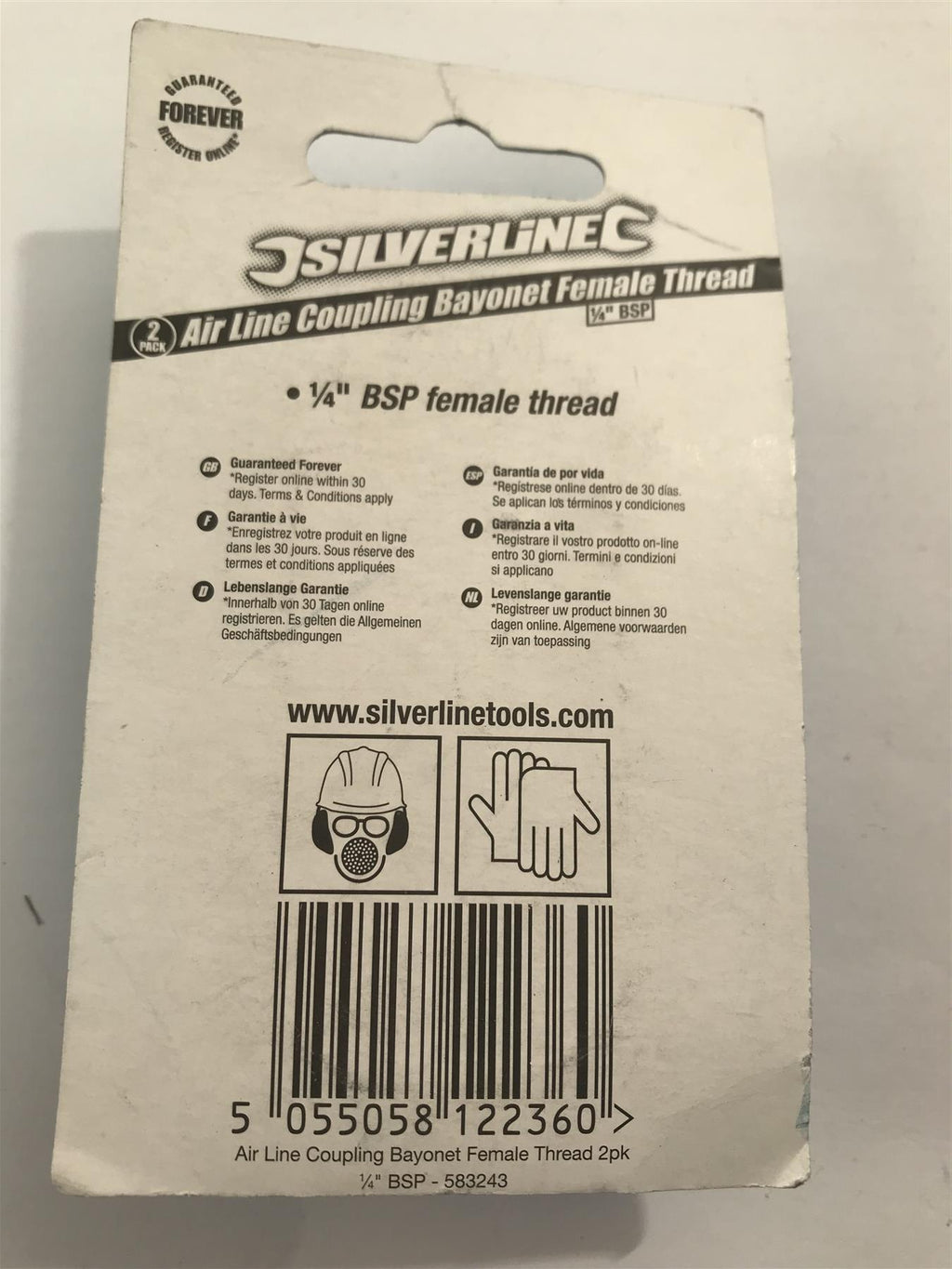 Silverline 2pk Air Line Hose End Bayonet Coupler 8mm  675137