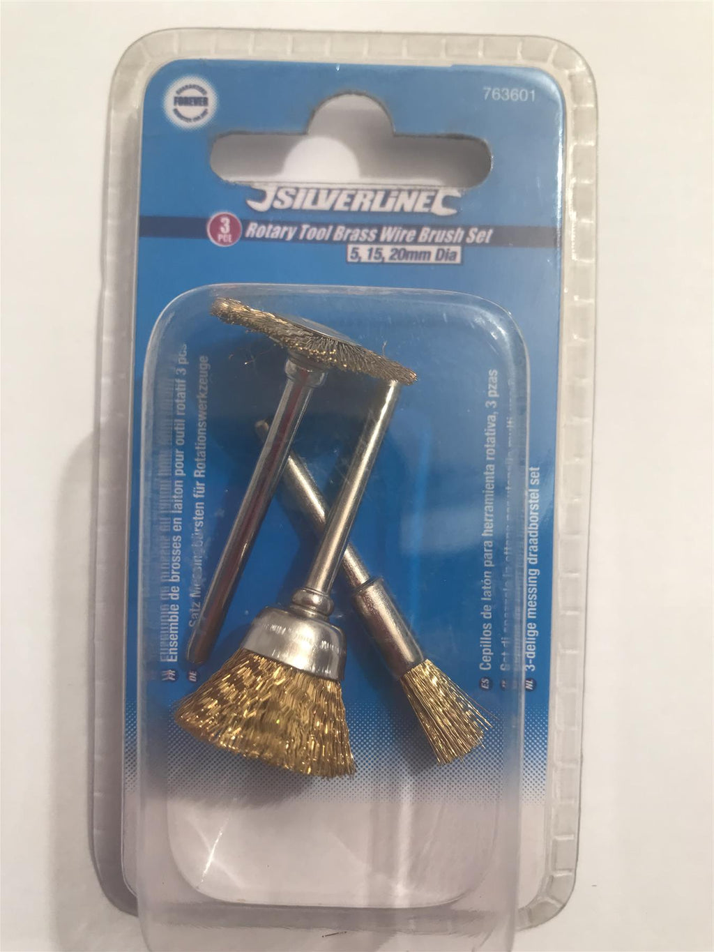 Silverline 3pc Rotary Tool Brass Wire Brush Set 5, 15, 20mm Dia. 763601