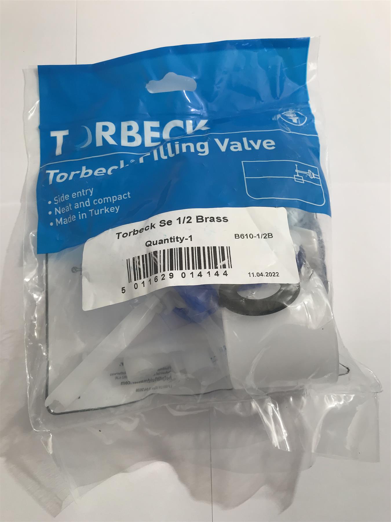 Torbeck WC Cistern Side Entry Fill Valve 1/2" Brass Shank B610-1/2b