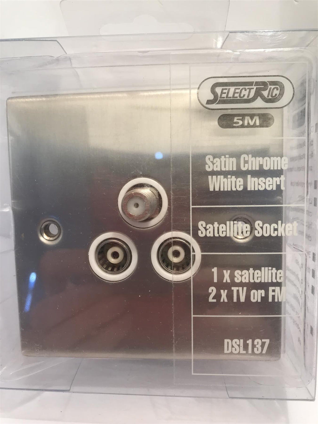 Satin Chrome White Insert Satellite Socket DSL137
