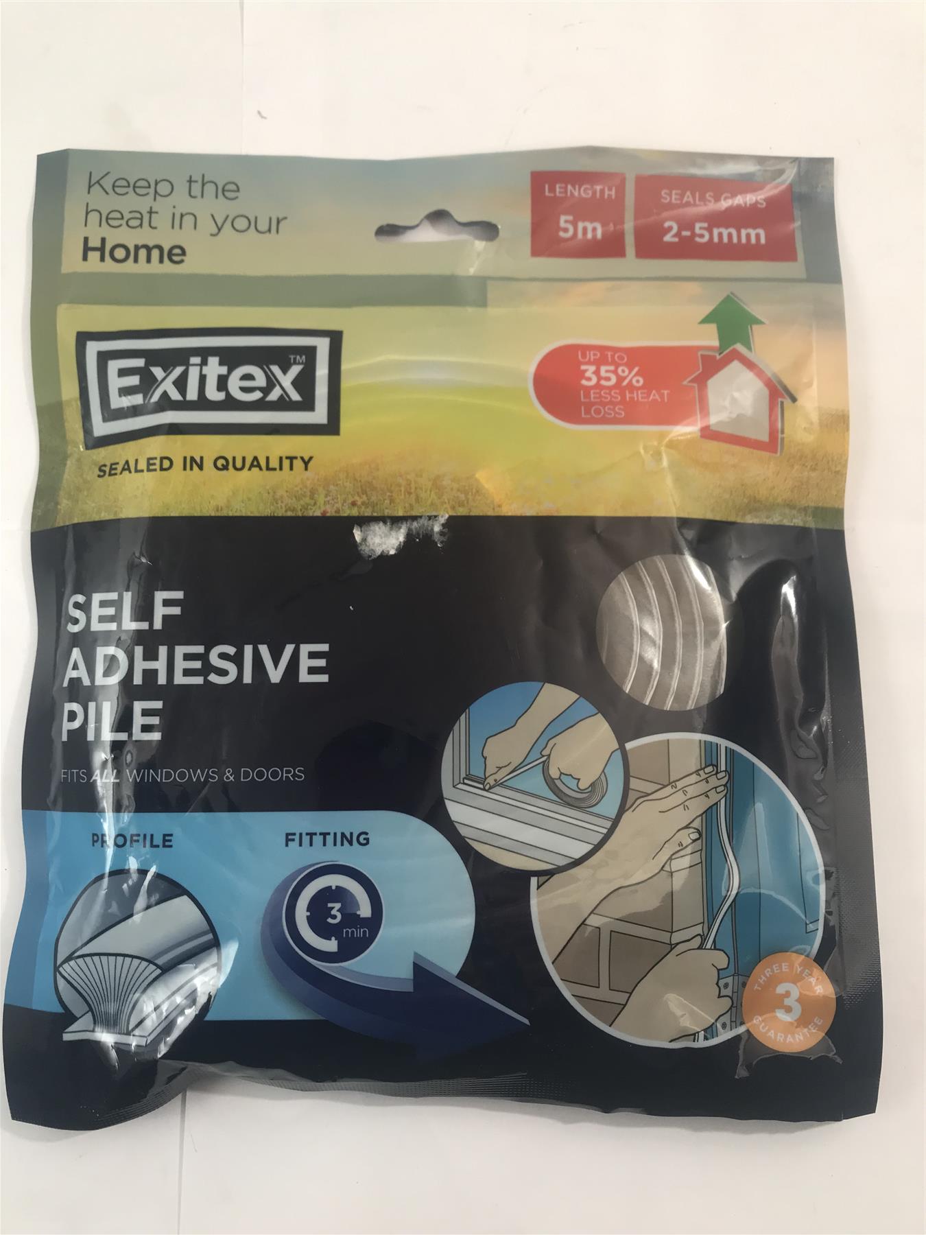 Exitex Self Adhesive Pile 5m Brown -  Seals 2-5mm Gaps