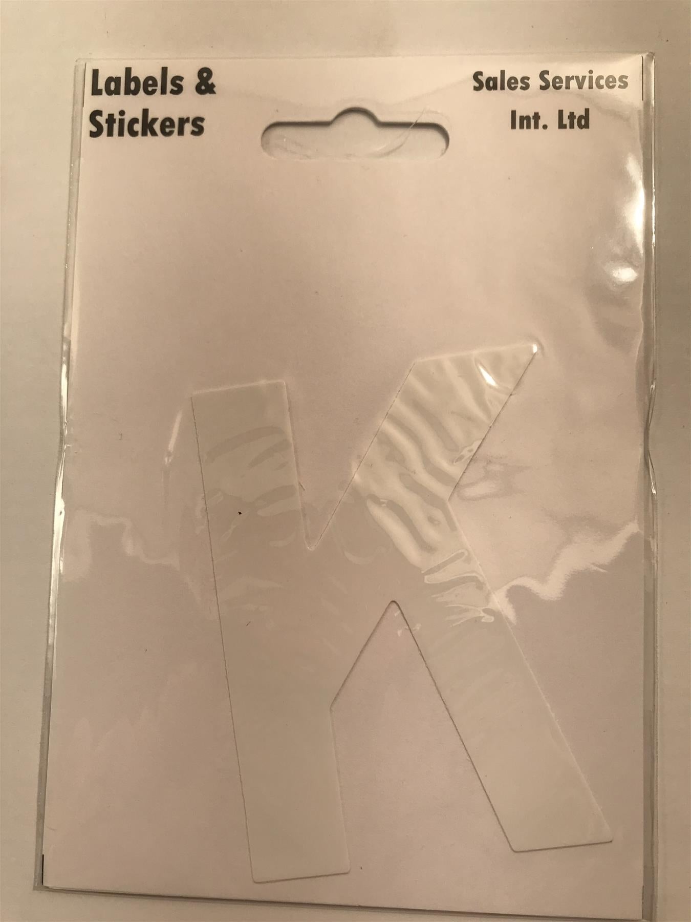 White Letter K Self  Adhesive Waterproof Sticker 8 x 6cm
