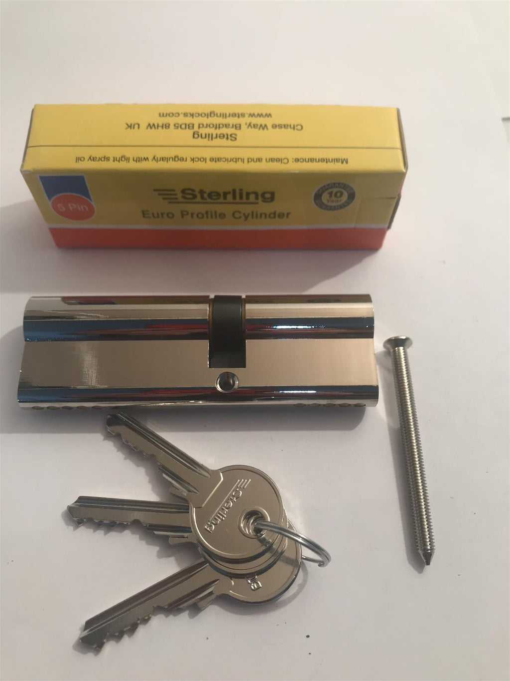 Sterling EPN4055 Double Euro 5 Pin Cylinder 95mm (40x55), Polished Nickel