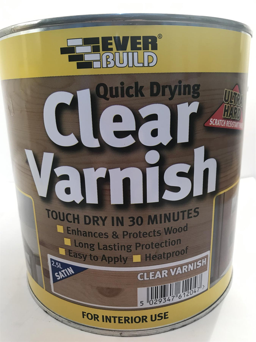 EVERBUILD QUICK DRYING CLEAR SATIN VARNISH 2.5 LITRE