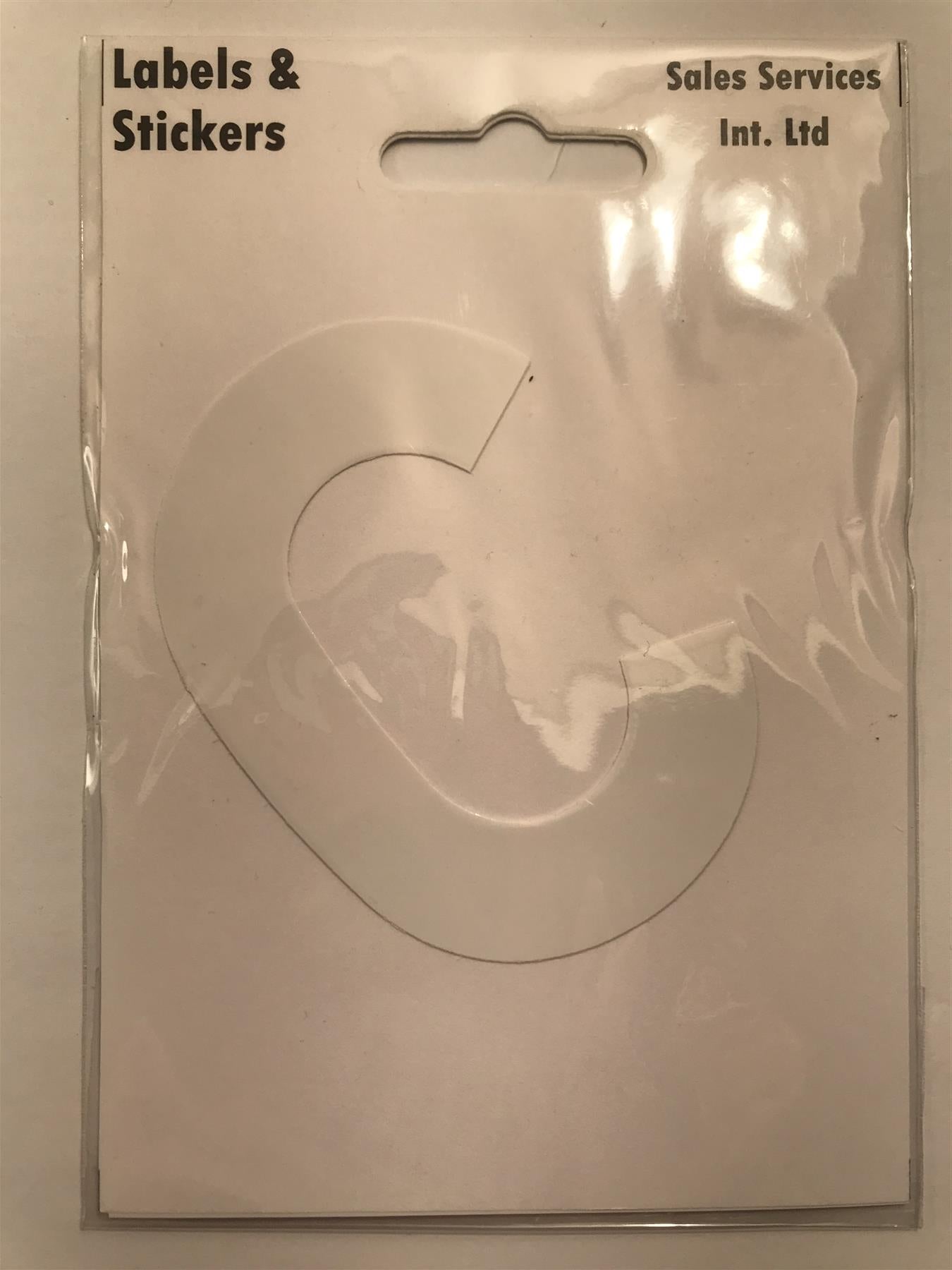 White Letter C Self  Adhesive Waterproof Sticker 8 x 6cm