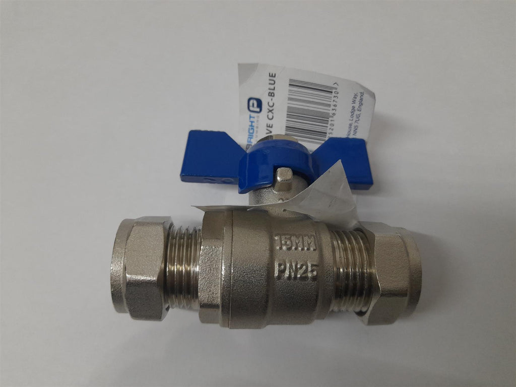 Plumbright T-Bar Ball Valve Blue Handle 15mm 128743