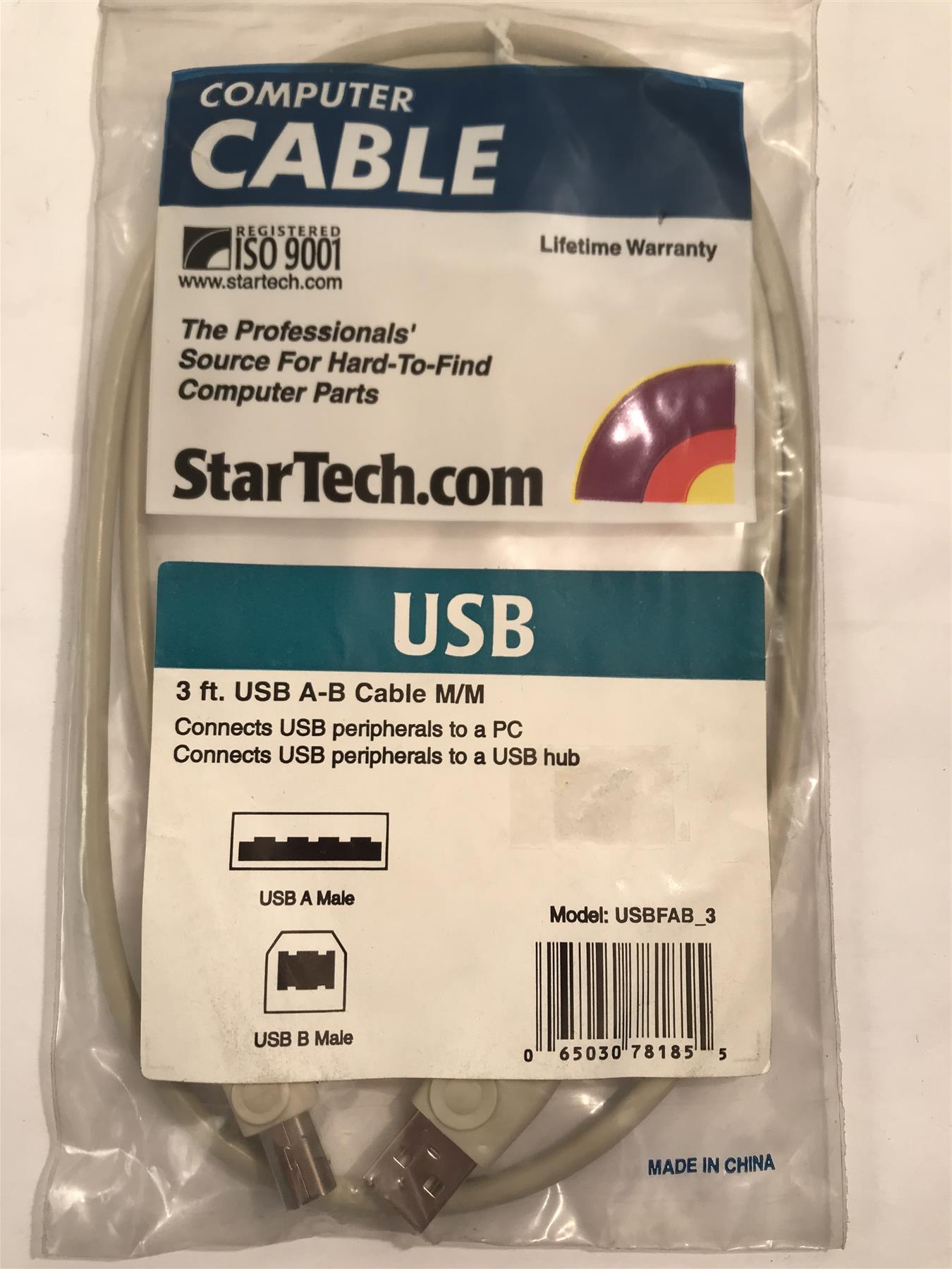 Startech USB A-B Cable M/M 3ft  USBFAB_3