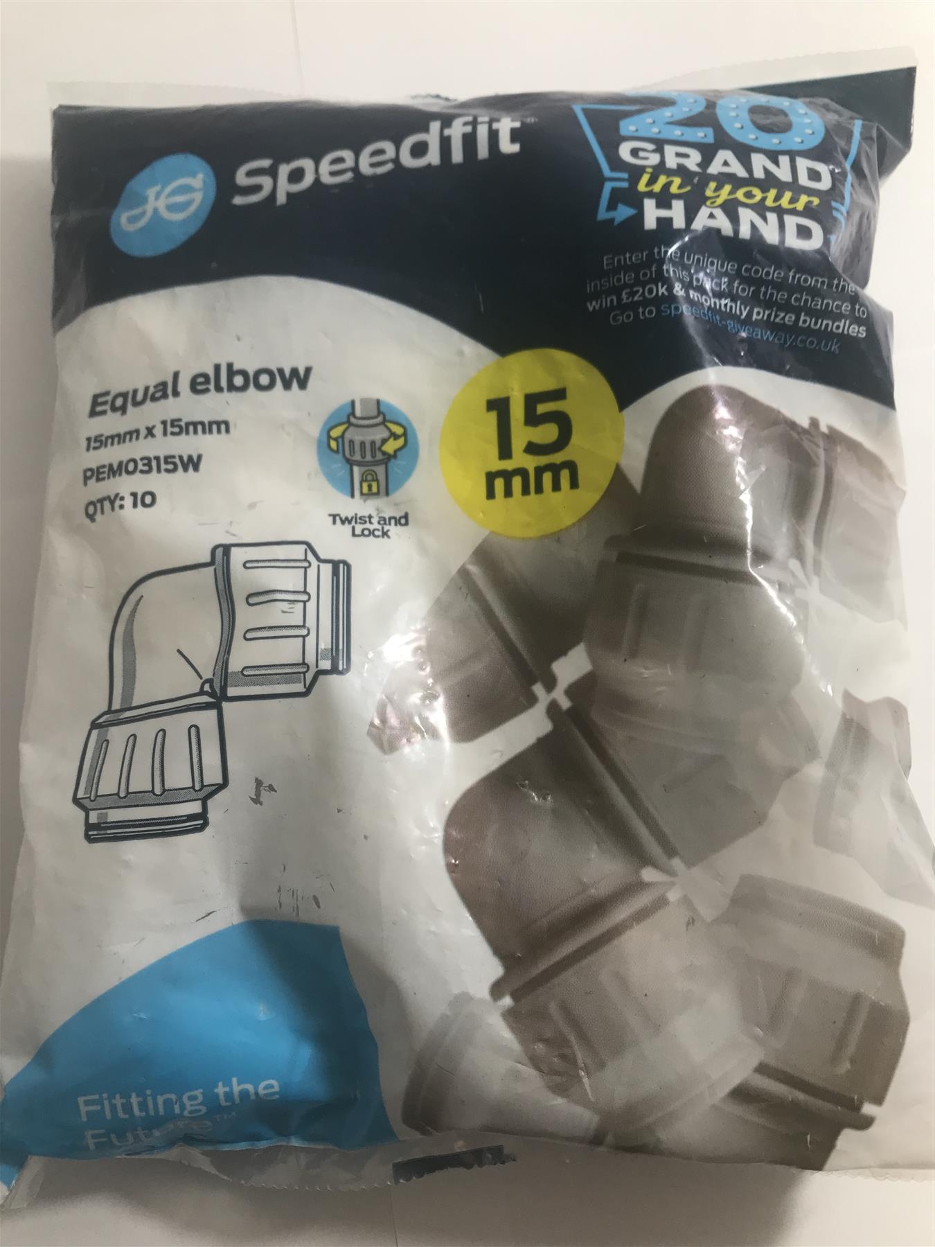 John Guest Speedfit PEM0315W 15 mm Equal Elbow - White (Pack of 10)