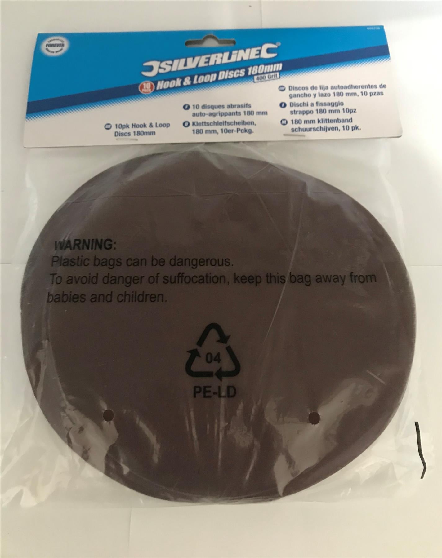 Silverline 868738 Hook and Loop Discs 400 Grit, 180 mm - Pack of 10