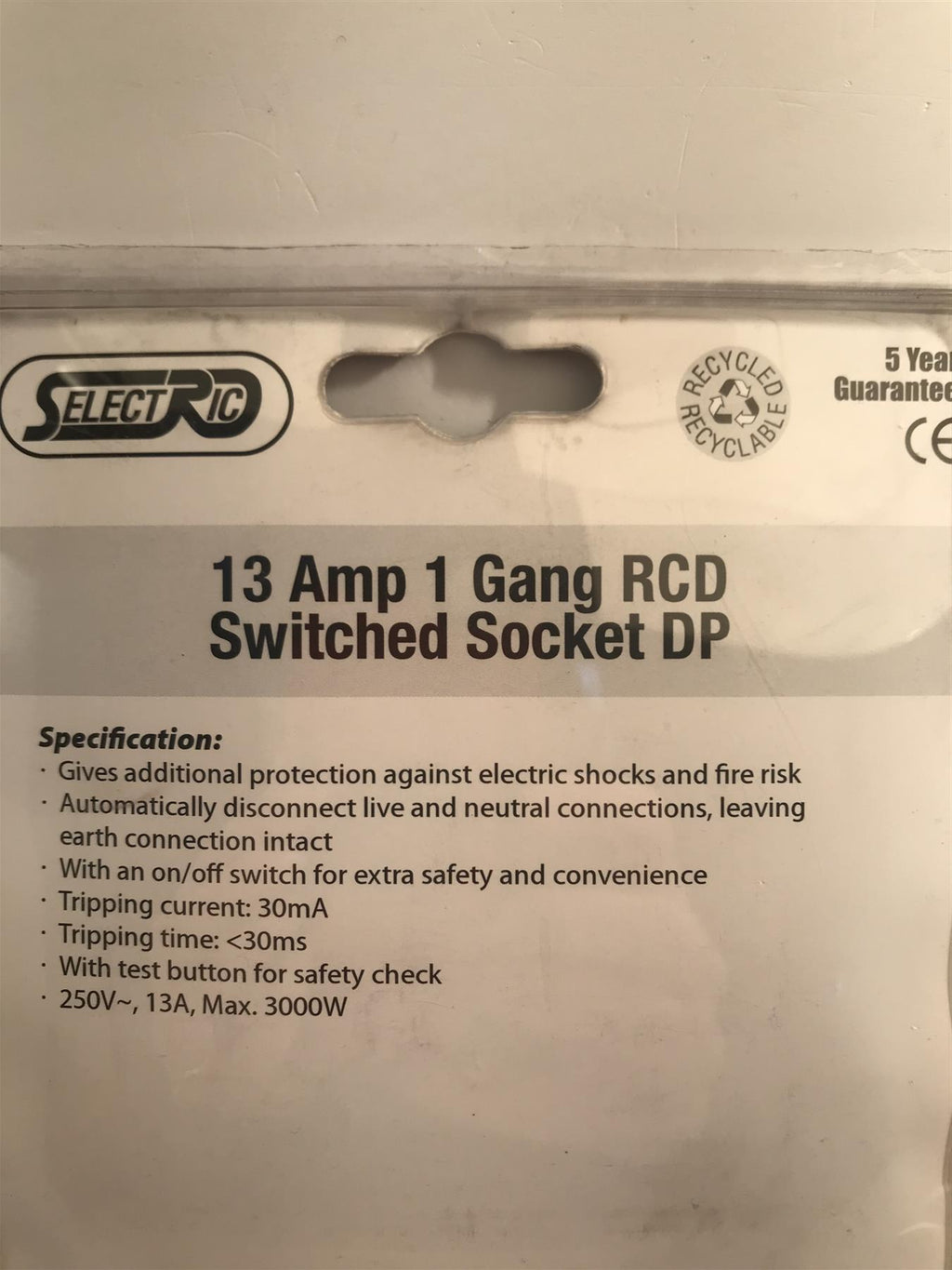 Selectric 13 Amp 1 Gang RCD Switched Socket DP  SP-RCD1GS