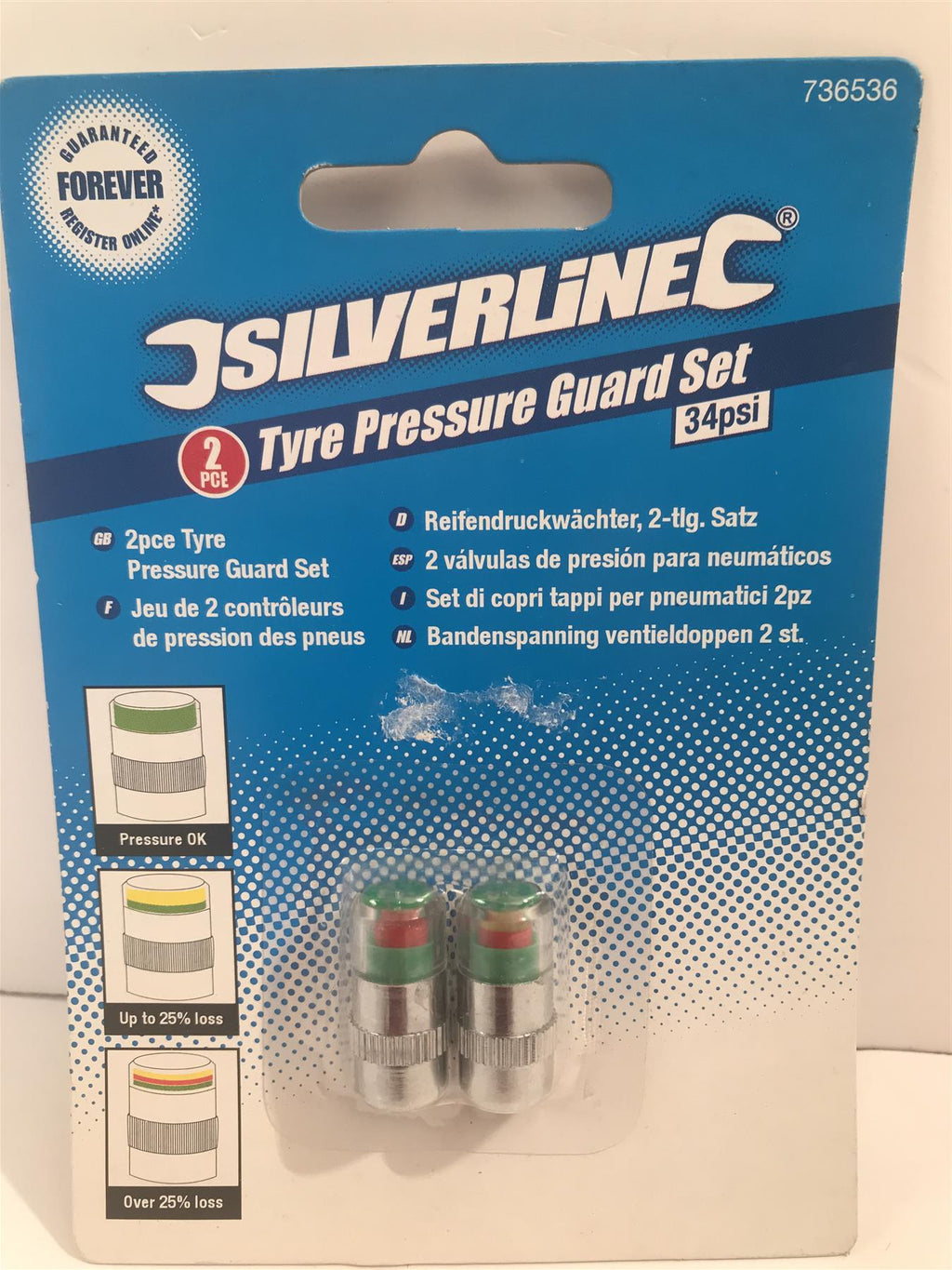 Silverline 2pc Tyre Pressure Guard Set 34psi  736536