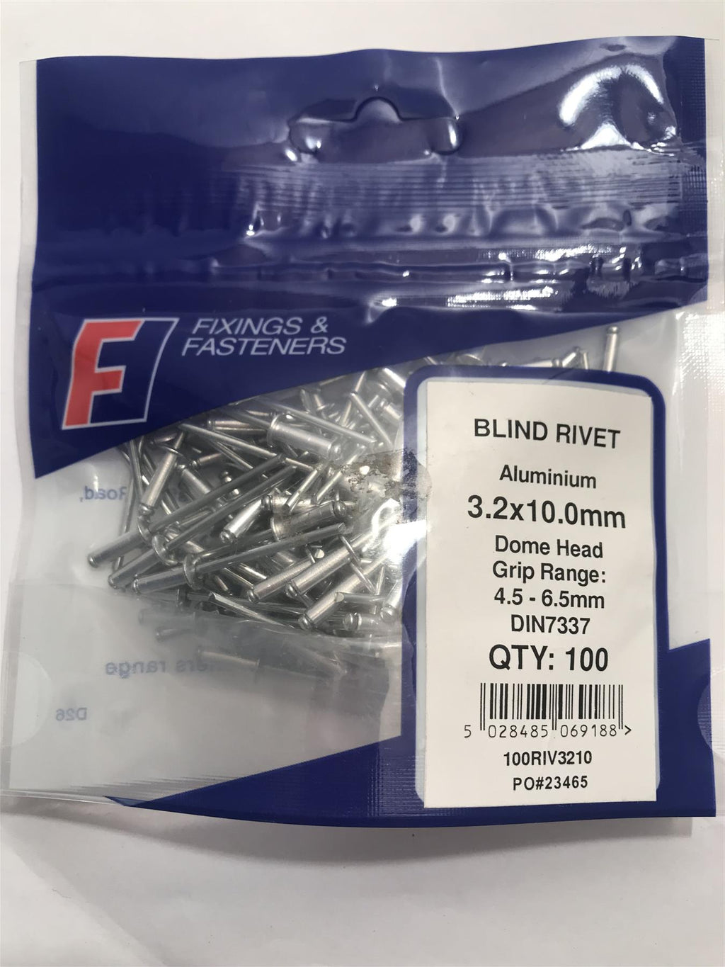 Forgefix Aluminium Dome Head Blind Rivet 3.2 x 10.0mm  (Pk 100) 100RIV3210