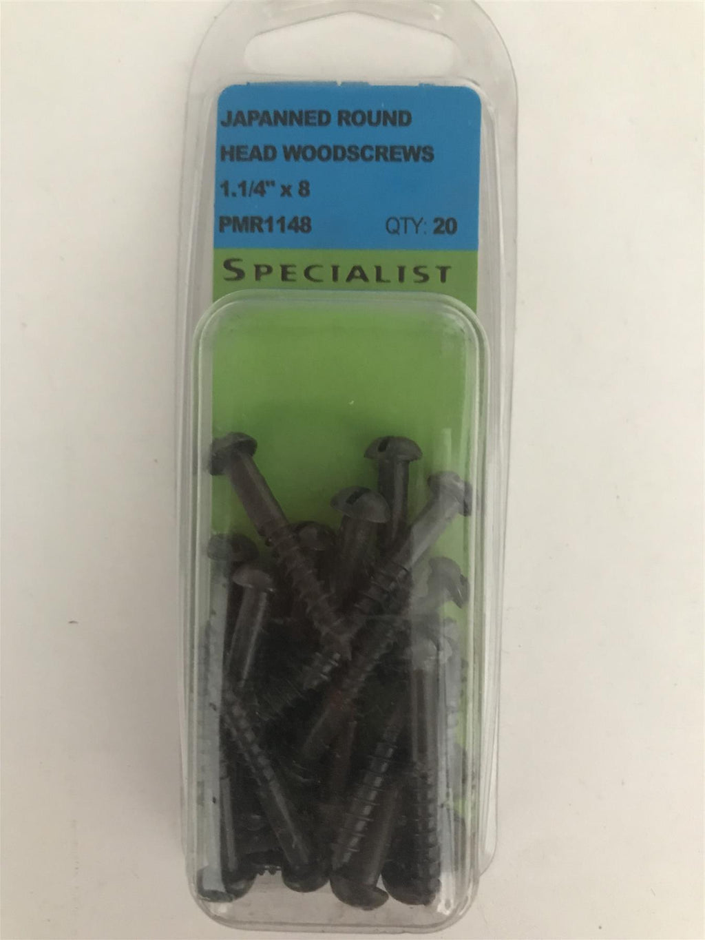 Specialist Japanned Round Head Wood Screw 1.1/14" x 8 PMR1148 Pack 20