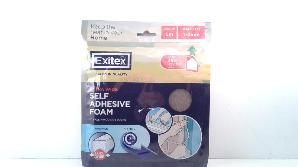Exitex 5m 1- 4mm Brown Self Adesive Foam Fits all Doors & Windows