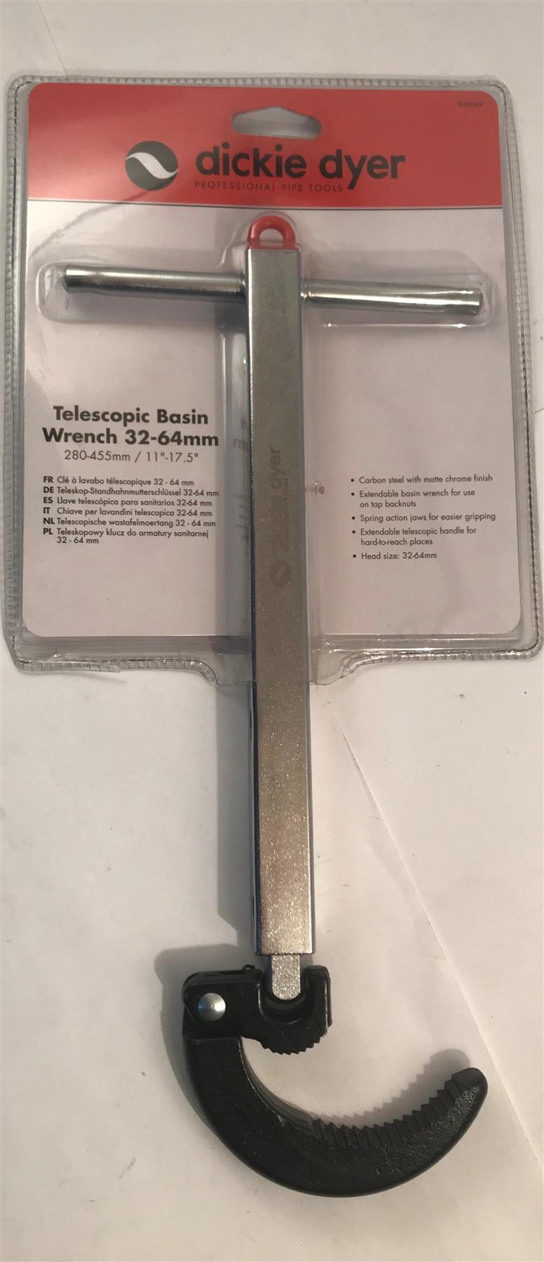 Dickie Dyer Telescopic Basin Wrench 32-64mm  280-455mm / 11"-17.5"  949049