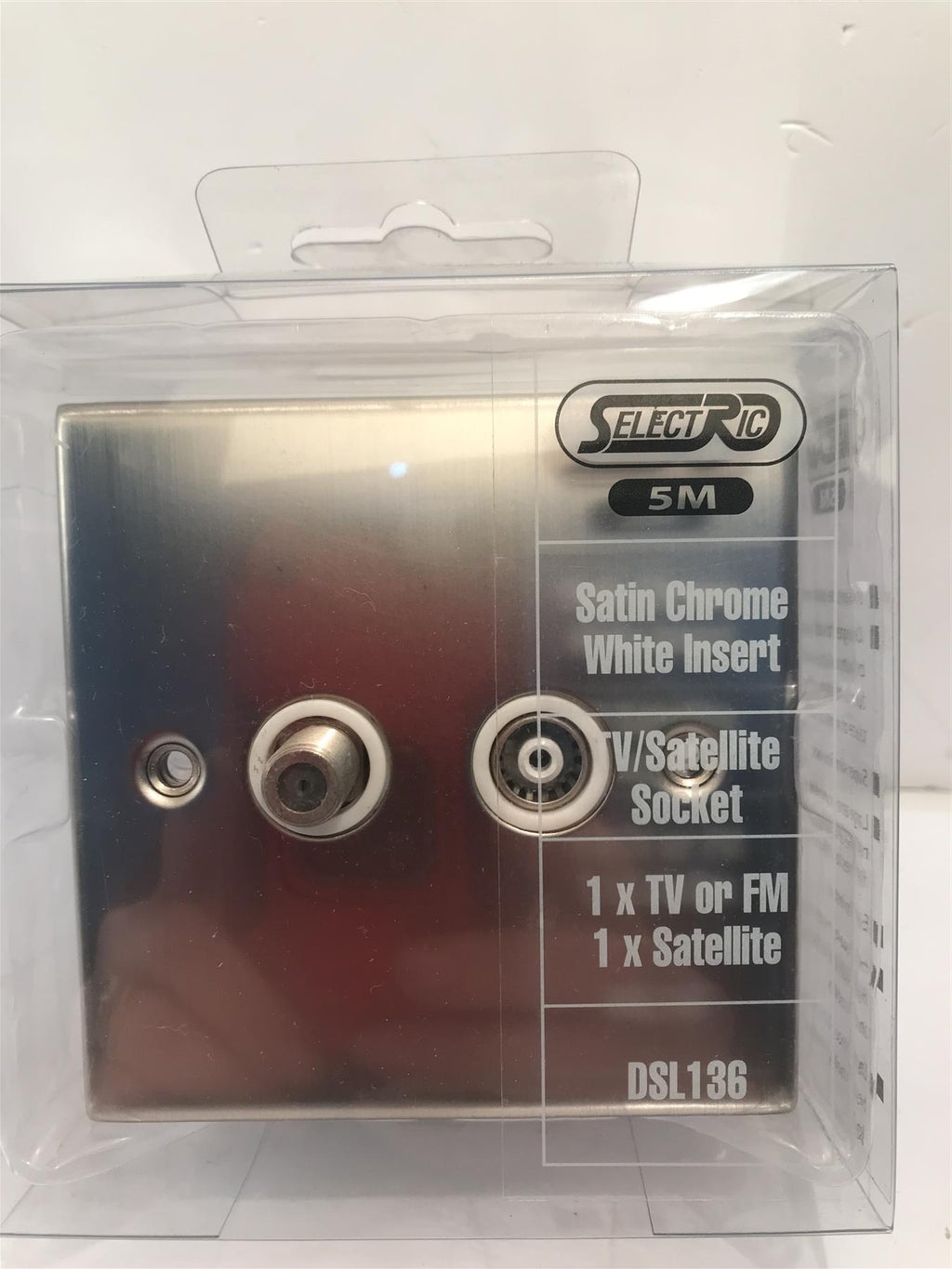 Satin Chrome White Insert 1TV/1Satellite Socket DSL136