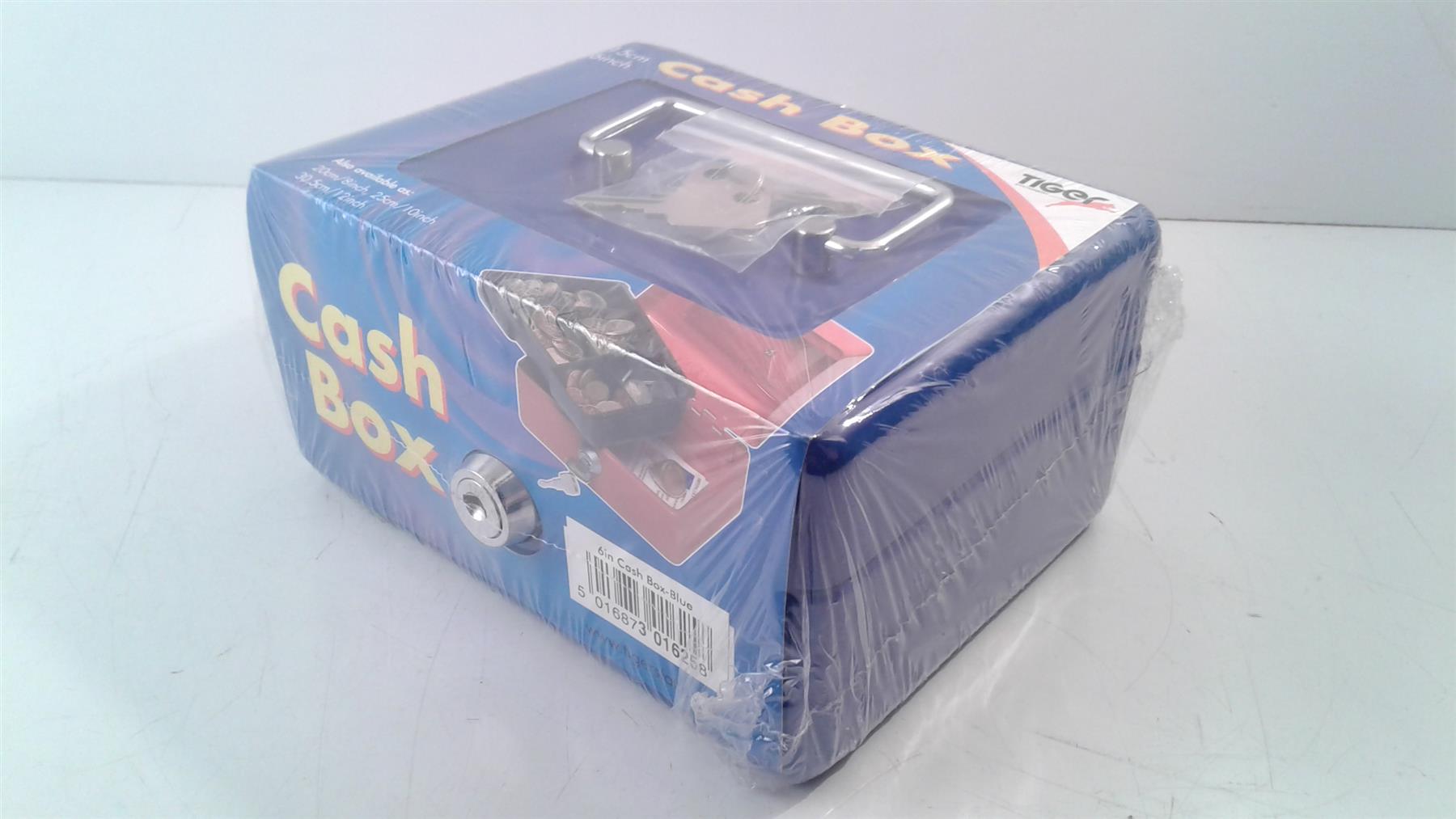 Blue 150x120x75mm Cash Boxes Money Holder Metal Handle Security Safe Key Lock