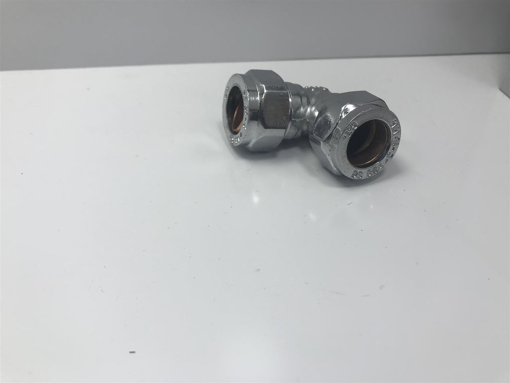 New 15mm Chrome Compression Elbow 90° Bend Chrome Plated Single
