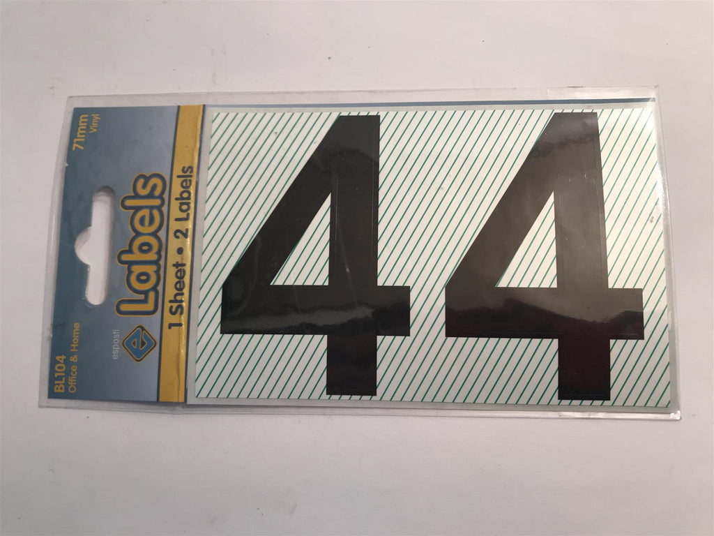 Esposti Large Black Vinyl Sticker No. 4 -  71mm (2 Pack) BL104