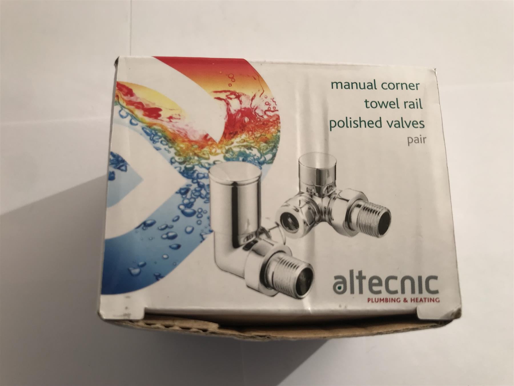 Altecnic Modern Corner Towel Rail Radiator Valves PChrome YU-JQAL029LC