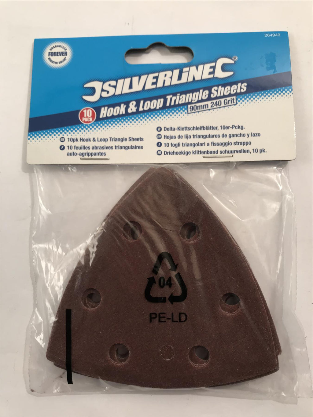 Silverline Hook & Loop Triangle Sheets 90mm  240 Grit  10 pack 264949