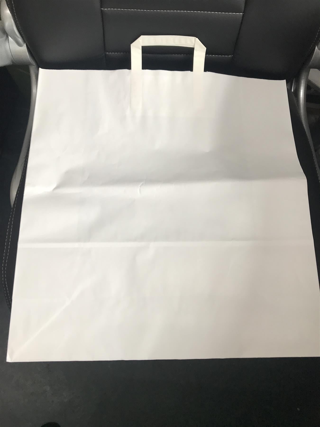 70 x White Paper Takeaway Bags  18.5 x 17.75 x 6.7"