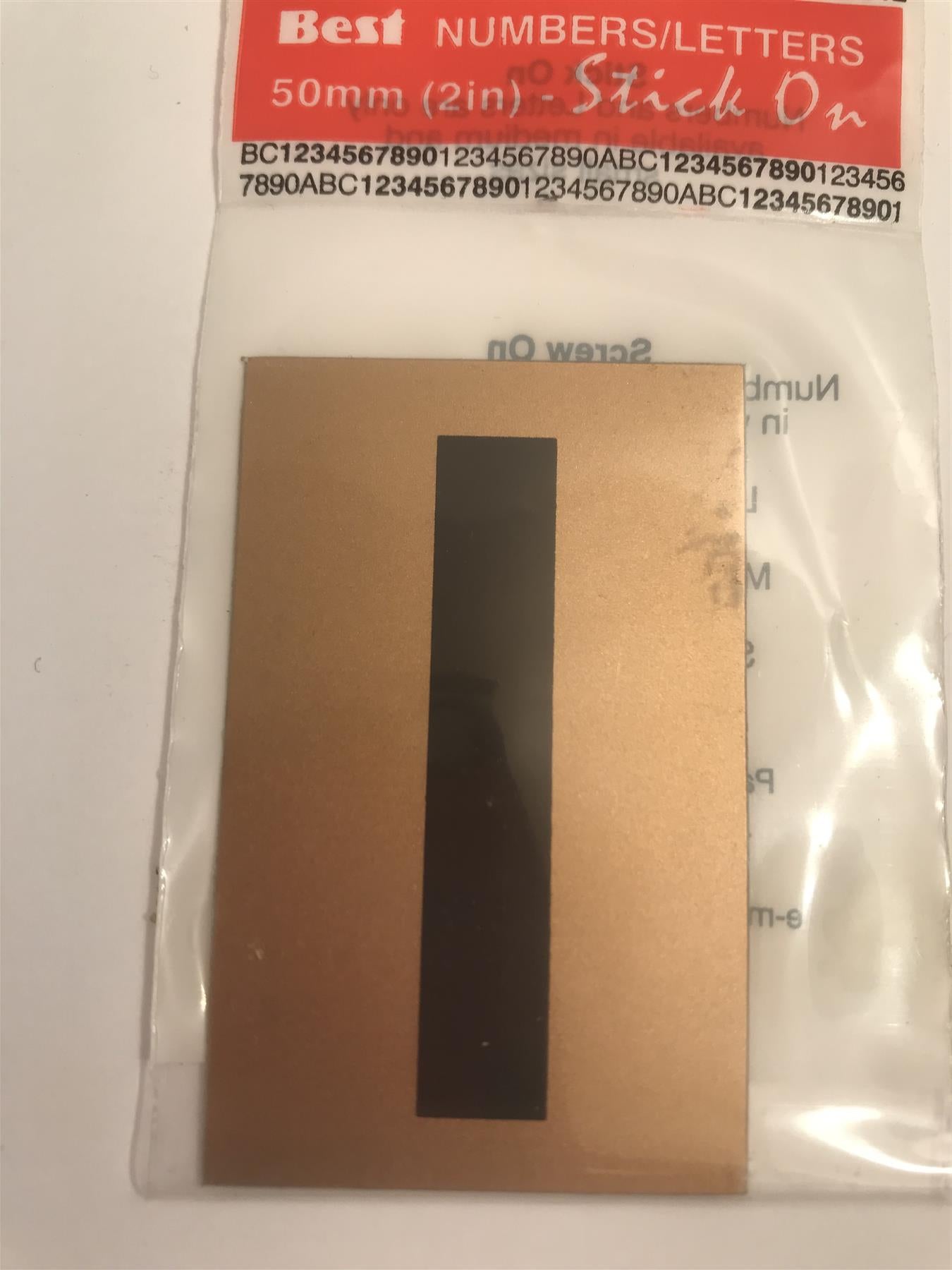 Best Gold/Black Letter I Self Adhesive 1" x 2"