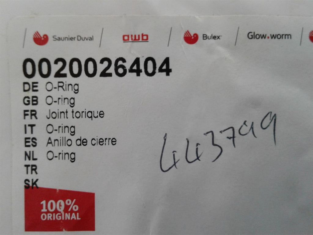 NEW GLOWWORM O RING 0020026404 FLEXICOM HX CX SX