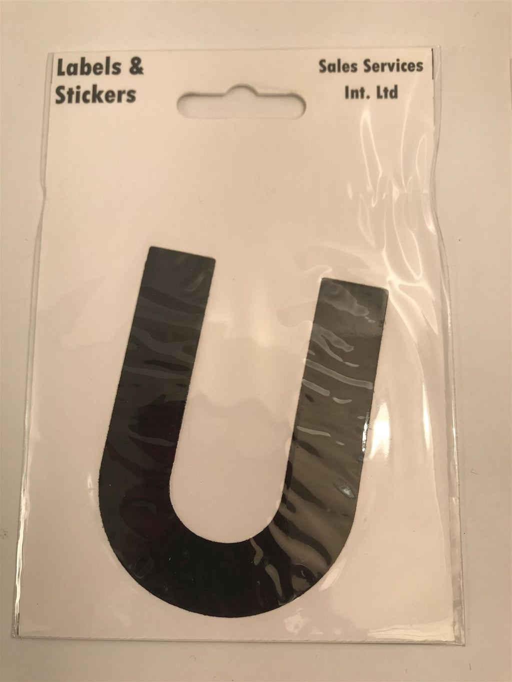 Black Letter U Self Adhesive Waterproof Sticker 8 x 6cm