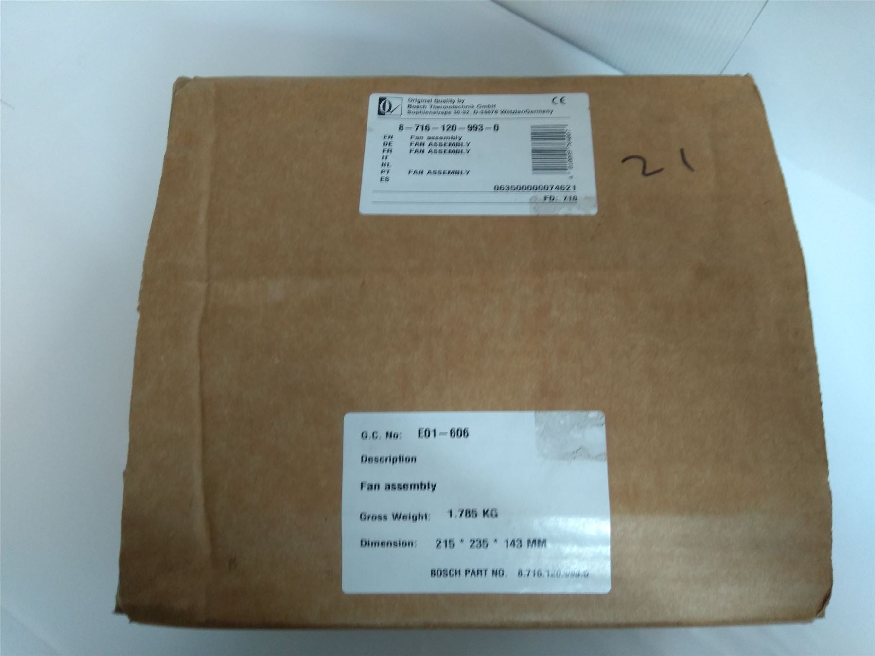 NEW WORCESTER BOSCH 24i BOILER FAN ASSEMBLY 8716146459 WFFB0221-038 87161209930