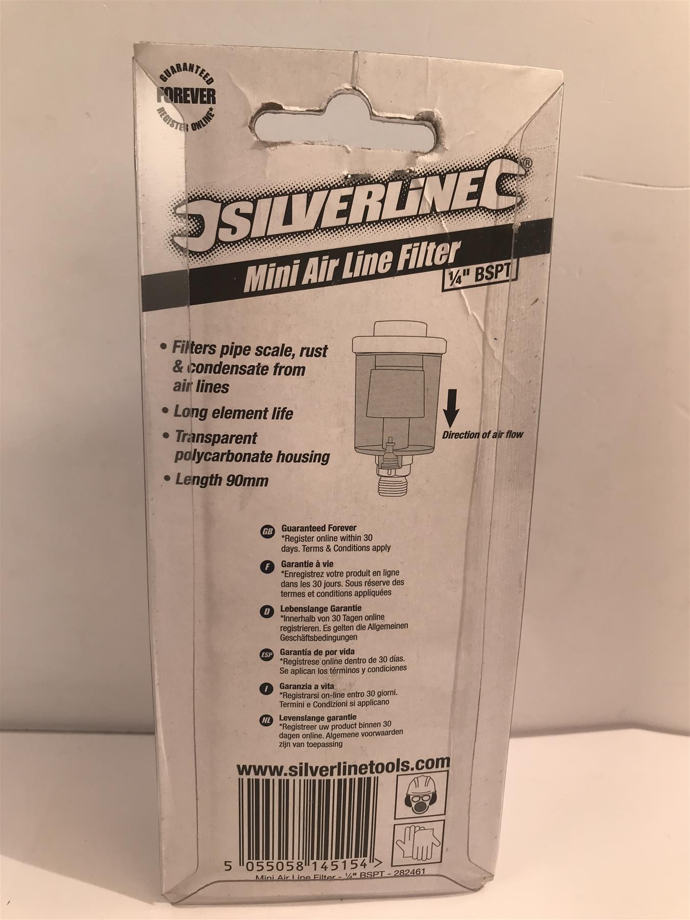 Silverline Mini Air Line Filter 1/4" BSPT  282461