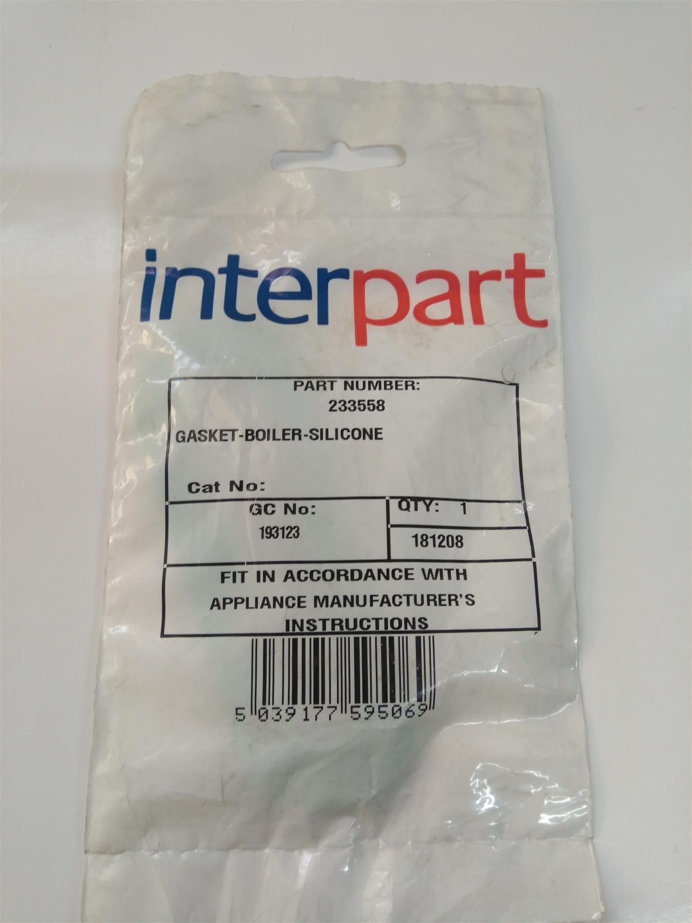 NEW BAXI 233558 GASKET BOILER SILICONE