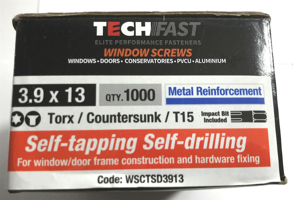 ForgeFix TechFast Window Screw Self Drill CSK TORX 3.9 x 13mm Box 1000