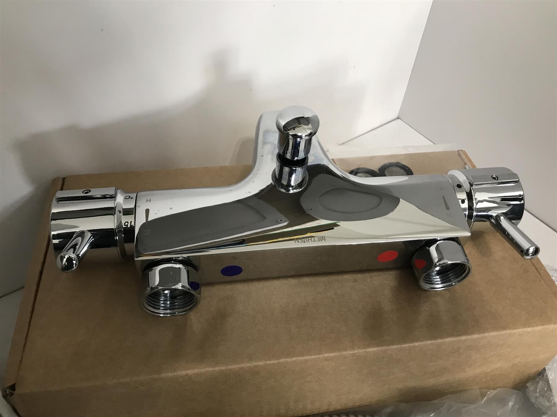 Deva TLV106 Thermostatic Pillar Mounted Lever B/S/M Tap Chrome